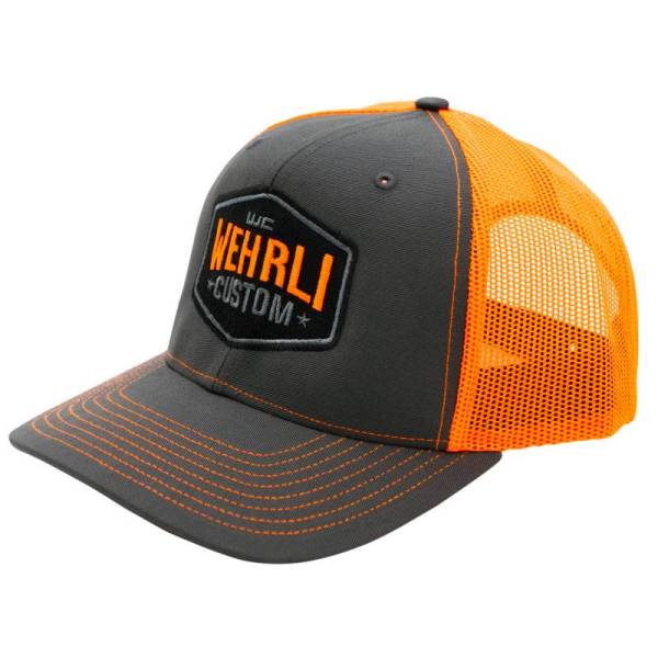Wehrli Custom Fabrication - Wehrli Custom Fabrication Snap Back Hat Charcoal/Neon Orange Badge - WCF100632