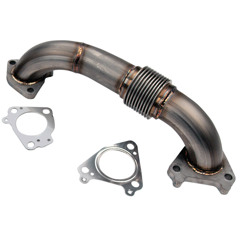 Wehrli Custom Fabrication - Wehrli Custom Fabrication 2001-2004 LB7 Duramax 2" Stainless Twin Turbo Style Pass Side Up Pipe for OEM or WCFab Manifold with Gaskets - WCF100648