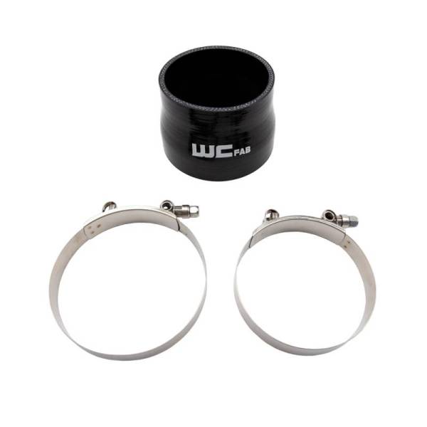 Wehrli Custom Fabrication - Wehrli Custom Fabrication 3.5" x 4" ID Straight Reducer x 3" Long Silicone Boot and Clamp Kit - WCF207-106