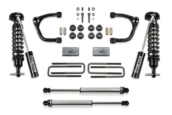 Fabtech - Fabtech Uniball UCA Lift System w/Shocks 3 in. Lift  w/Front Dirt Logic 2.5 Resi Coilover And Rear Dirt Logic 2.25 Shocks - K1168DL