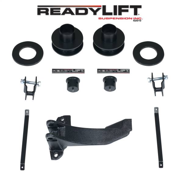 ReadyLift - ReadyLift Front Leveling Kit 2.5 in. Lift w/Coil Spacers/Track Bar Relocation Bracket/Sound Isolators/Shock Extensions/Bump Stop Extensions - 66-2515