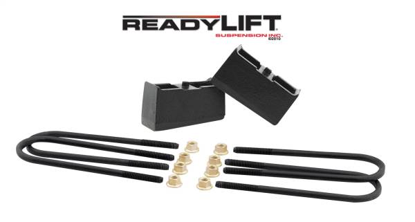 ReadyLift - ReadyLift Rear Block Kit 3 in. Cast Iron Blocks Incl. Locating Pin E-Coated U-Bolts Nuts/Washers - 66-3003