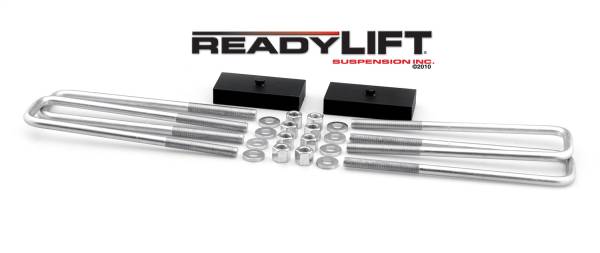 ReadyLift - ReadyLift Rear Block Kit 1 in. Cast Iron Blocks Incl. Integrated Locating Pin E-Coated U-Bolts Nuts/Washers - 66-3051