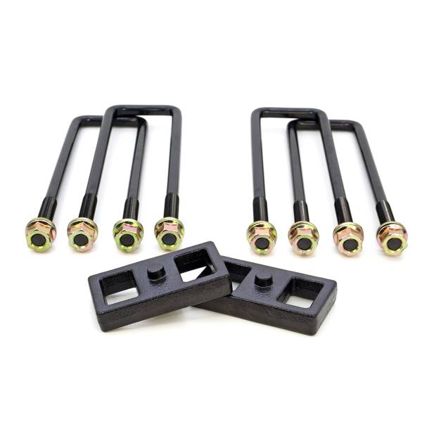 ReadyLift - ReadyLift Rear Block Kit 1 in. Cast Iron Blocks Incl. Integrated Locating Pin E-Coated U-Bolts Nuts/Washers For Use w/Factory Top Overloads - 66-3121