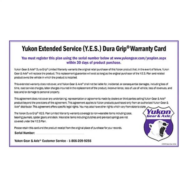 Yukon Gear - Yukon Extended Service plan for Dura Grip - YESPOSI
