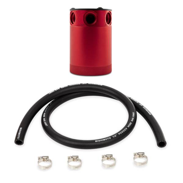 Mishimoto - Mishimoto Assembled Universal 3-Port Catch Can Red w/ Hose - MMBCC-CBTHR-RDH