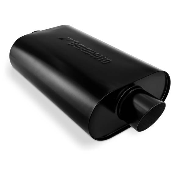 Mishimoto - Mishimoto Muffler with 2.5in Center Inlet/Outlet - Angled Tip - Black - MMEXH-MF-AT-25CCBK