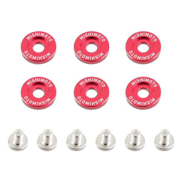 Mishimoto - Mishimoto Large Fender Washer Kit (6pcs) - Red - MMFW-LG-6RD