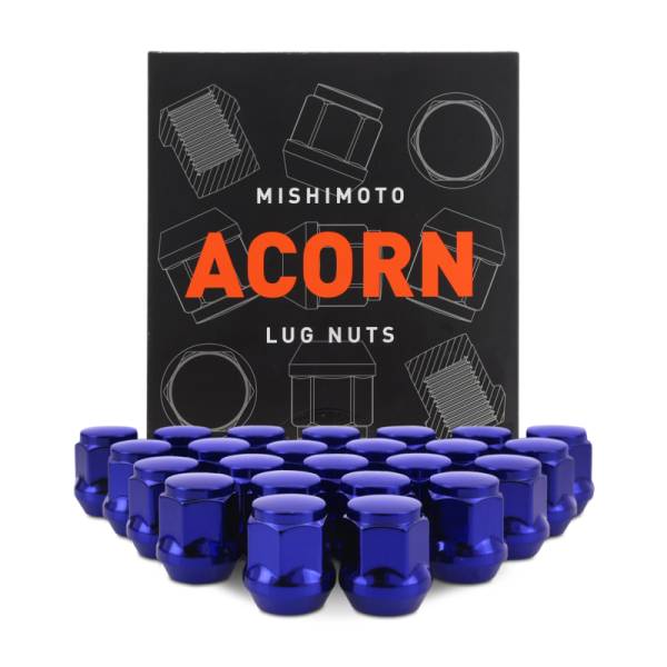 Mishimoto - Mishimoto Steel Acorn Lug Nuts M12 x 1.5 - 24pc Set - Blue - MMLG-AC1215-24BL