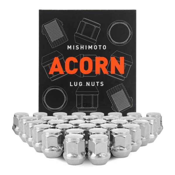 Mishimoto - Mishimoto Steel Acorn Lug Nuts M14 x 1.5 - 32pc Set - Chrome - MMLG-AC1415-32CH