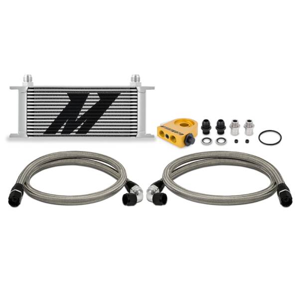 Mishimoto - Mishimoto Universal Thermostatic Oil Cooler Kit 16-Row Silver - MMOC-U16TSL