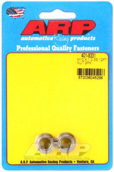 ARP - ARP M10 x 1.0 SS 12pt Nut Kit (2/pkg) - 401-8331