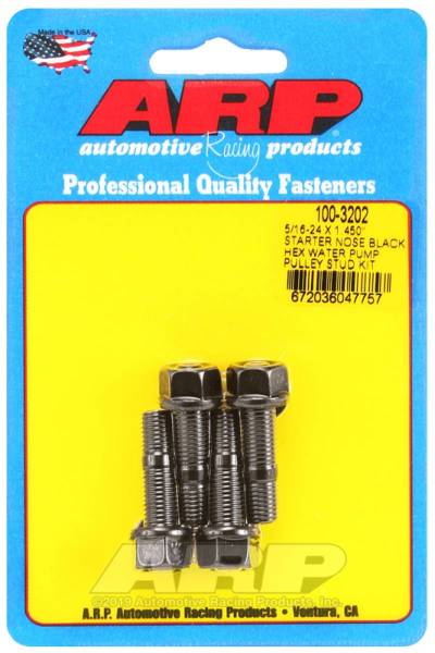 ARP - ARP 5/16-24 X 1.450 Starter Nose Black Hex Water Pump Pulley Stud Kit - 100-3202