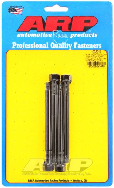 ARP - ARP 5/16-24 X 4.500 Black Hex Water Pump Pulley w/ 3.250in Fan Spacer Stud Kit - 100-3215