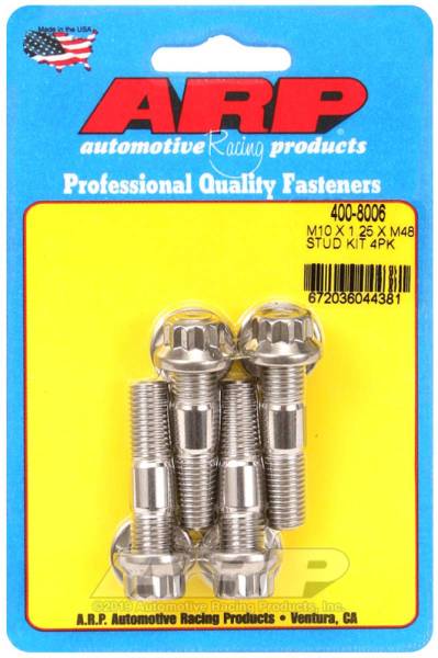 ARP - ARP M10 x 1.25 x 48mm Broached 4 Piece Stud Kit - 400-8006