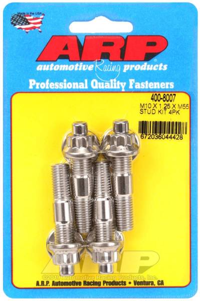 ARP - ARP M10 x 1.25 x 55mm Broached 4 Piece Stud Kit - 400-8007