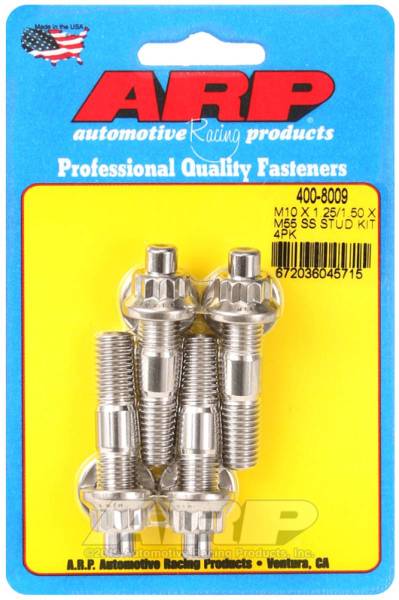 ARP - ARP M10 X 1.25/1.50 X 55mm Broached Stud Kit (4 pcs) - 400-8009