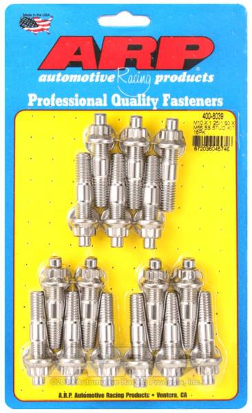 ARP - ARP M10 x 1.25/1.50 x 55mm Stainless Steel Broached Stud Kit - 16 Pieces - 400-8039