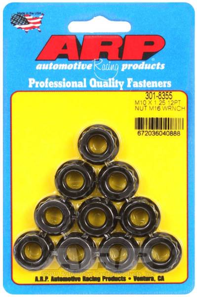 ARP - ARP M10 x 1.25 (5) 12-Point Nut Kit (Pack of 10) - 301-8355