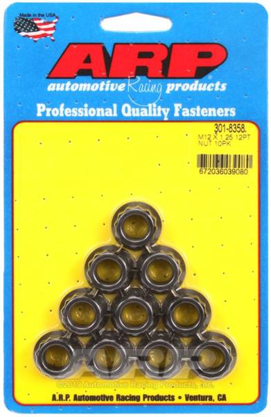 ARP - ARP M12 x 1.25 12-Point Nut Kit (Pack of 10) - 301-8358