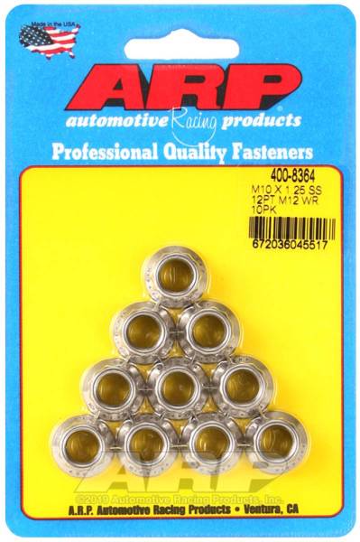 ARP - ARP M10 x 1.25 SS 12pt Nut Kit (10/pkg) - 400-8364