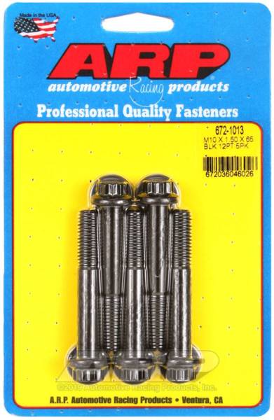 ARP - ARP M10 x 1.50 x 65mm 12pt Black Oxide Bolts (5/pkg) - 672-1013