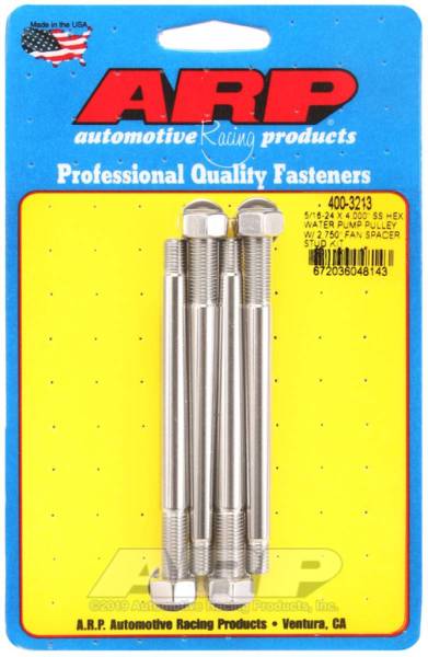 ARP - ARP 5/16-24 X 4.000 SS Hex Water Pump Pulley w/ 2.750in Fan Spacer Stud Kit - 400-3213