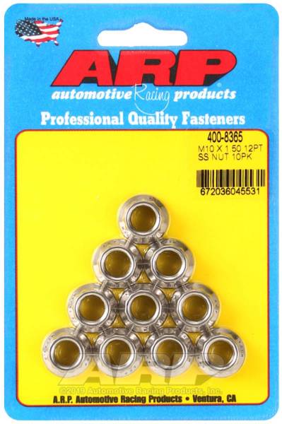 ARP - ARP M10 x 1.50 (M12 WR) SS 12pt Nut Kit (Set of 10) - 400-8365