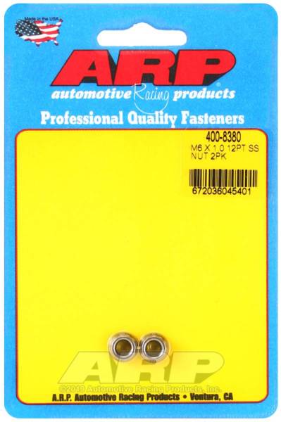 ARP - ARP M6 x 1.00 (M8 WR) SS 12pt Nut Kit (Set of 2) - 400-8380
