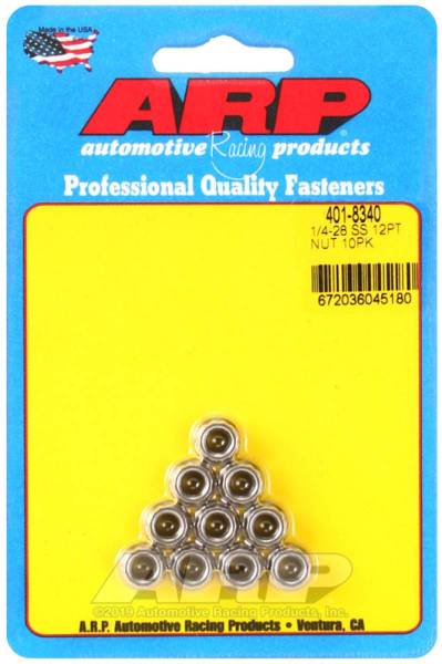 ARP - ARP 1/4-20in SS 12pt Nut Kit (10/pkg) - 401-8340