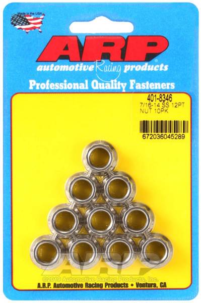 ARP - ARP 7/16-14 12PT Nut Kit SS - 10 PK - 401-8346
