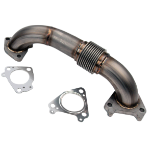 Wehrli Custom Fabrication - Wehrli Custom Fabrication 2001-2004 LB7 Duramax 2" Stainless Twin Turbo Style Pass Side Up Pipe for OEM or WCFab Manifold with Gaskets - WCF100648 - Image 1