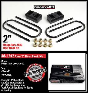 ReadyLift - ReadyLift Rear Block Kit 2 in. Cast Iron Blocks Incl. Integrated Locating Pin E-Coated U-Bolts Nuts/Washers For Use w/o Top Mounted Overloads - 66-1202 - Image 2
