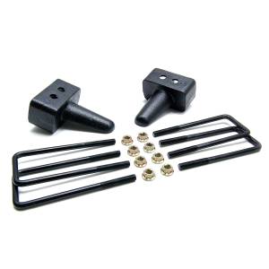 ReadyLift Rear Block Kit 3 in. Cast Iron Blocks Incl. Integrated Locating Pin E-Coated U-Bolts Nuts/Washers - 66-2053