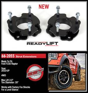 ReadyLift - ReadyLift Front Leveling Kit 2 in. Lift w/Steel Strut Extensions/All Hardware Allows Up To 35 in. Tire Black Coating - 66-2055 - Image 2
