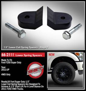ReadyLift - ReadyLift Front Leveling Kit 1.5 in. Lift w/Stage 1 Coil Spacers Allows Up To 35 in. Tire Billet Aluminum Construction w/Black Finish - 66-2111 - Image 2
