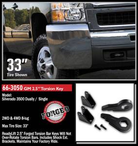 ReadyLift - ReadyLift Front Leveling Kit 2.5 in. Lift w/Forged Torsion Key/Adjusting Bolts/Shock Extension Brackets Allows Up To 33 in. Tire - 66-3050 - Image 4