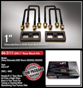 ReadyLift - ReadyLift Rear Block Kit 1 in. Cast Iron Blocks Incl. Integrated Locating Pin E-Coated U-Bolts - 66-3111 - Image 2